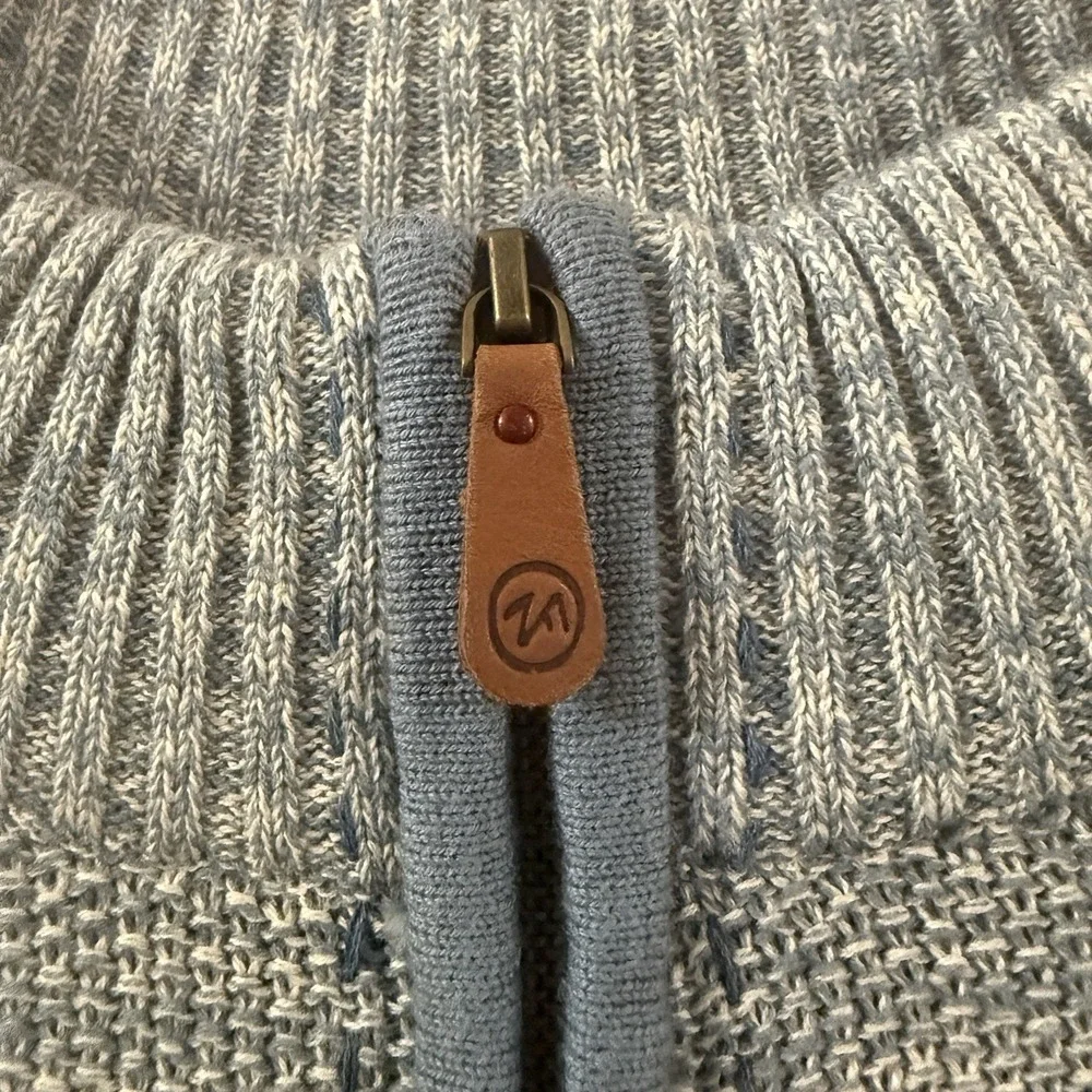 Carbon2Cobalt‎ Mens XL Grey/Blue Knit Long Sleeve 1/4 Zip Sweater Pullover
